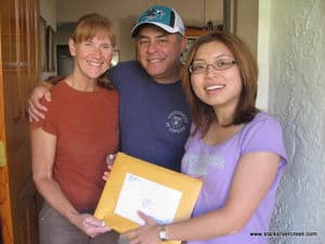 Delivering Loreto calendar to Anne and Tony Delivering Loreto calendar to Anne and Tony