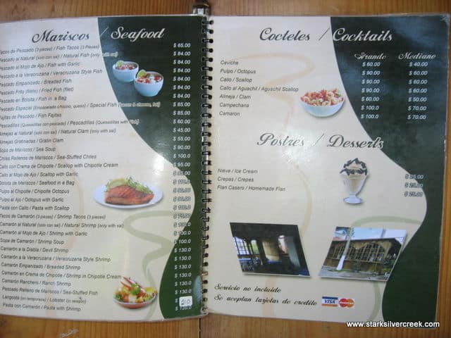 La Cascada Restaurant Menu La Cascada Restaurant Menu